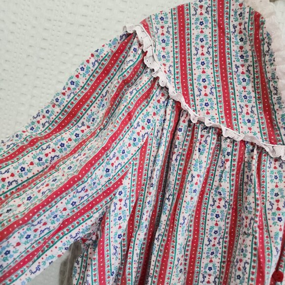 Vintage Grannycore Cottagecore Lace Collar Striped Nightgown Large - Picture 9 of 13